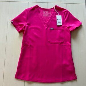 Figs Shocking Pink - Catarina One-Pocket Scrub Top - XXS